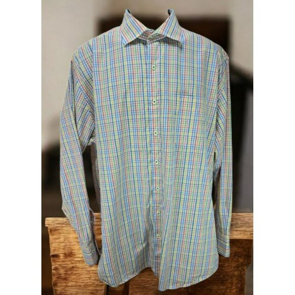 Peter Millar Crown Mens Multicolor Plaid Dress Shirt XL - Picture 1 of 6